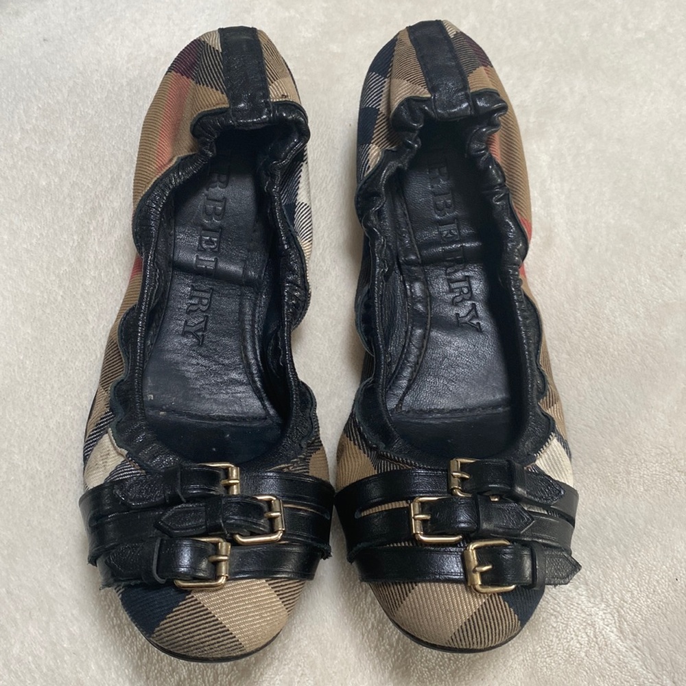 Burberry plaid print ballet flats